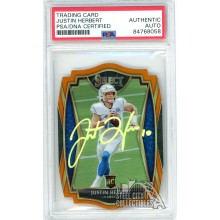 Justin Herbert 2020 Select Premier Level Orange Die Cut Autograph Rookie Card #144 PSA/DNA (Yellow)