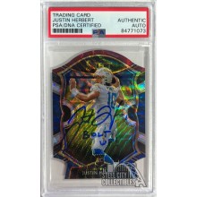 Justin Herbert 2020 Panini Select Die Cut Tri Color Prizm "Bolt Up" Autograph Rookie Card #44 PSA/DNA