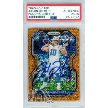 Justin Herbert 2020 Panini Prizm Orange Disco Autograph Rookie Card #325 PSA/DNA