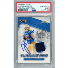 Justin Herbert 2020 Panini Playoff Turning Pro Autograph Rookie Jersey Card #TP-3 PSA/DNA