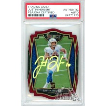 Justin Herbert 2020 Select Premier Level Maroon Die Cut Autograph Rookie Card #144 PSA/DNA (Yellow)
