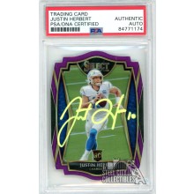 Justin Herbert 2020 Select Premier Level Purple Die Cut Autograph Rookie Card #144 PSA/DNA (Yellow)