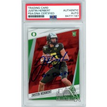 Justin Hebert 2020 Panini Chronicles Draft Picks Phoenix Red "Go Ducks" Auto Rookie Card #5 PSA/DNA