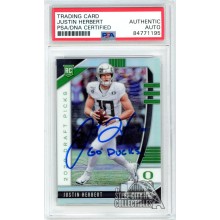 Justin Herbert 2020 Panini Prizm Draft Picks Silver "Go Ducks" Autograph Rookie Card #102 PSA/DNA