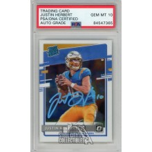 Justin Herbert 2020 Panini Donruss Optic Autograph Rookie Card #153 PSA/DNA 10 (Light Blue)