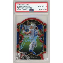 Justin Herbert 2020 Select Concourse Die Cut Red Prizm Rookie Autograph #44 PSA/DNA 10 (Light Blue)