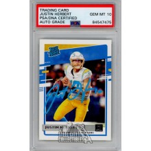 Justin Herbert 2020 Panini Donruss Rated Rookie Autograph Rookie Card #303 - PSA/DNA 10 (Light Blue)