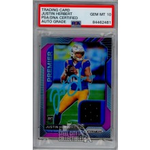 Justin Herbert 2020 Panini Prizm Pink Autograph Jersey Rookie Card 29 PSA/DNA 10