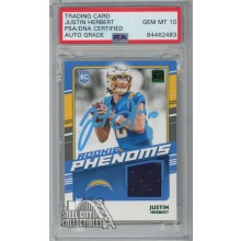 Justin Herbert 2020 Panini Donruss Autograph Jersey Rookie Card #RPJH PSA/DNA 10