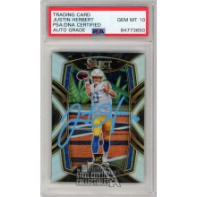 Justin Herbert 2020 Panini Select Silver Auto Rookie Card #244 PSA/DNA 10 (Light Blue)