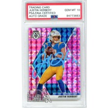 Justin Herbert 2020 Panini Mosaic Pink Autographed Rookie Card #204 PSA/DNA 10 (Light Blue)