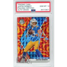 Justin Herbert 2020 Panini Mosaic Reactive Orange Autograph Rookie Card #204 PSA/DNA 10 (Light Blue)