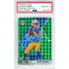 Justin Herbert 2020 Panini Mosaic Green Autographed Rookie Card #204 PSA/DNA 10 (Light Blue)