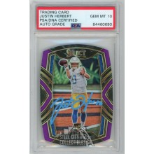 Justin Herbert 2020 Panini Select Purple Die Cut Auto RC244 PSA/DNA 10 (Blue)