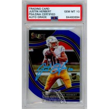 Justin Herbert 2020 Panini Select Blue Die Cut Auto Rookie 344 PSA/DNA 10 (Blue)