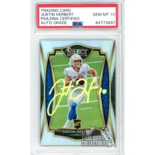 Justin Herbert 2020 Panini Select Premier Level Silver Autograph Rookie Card #144 PSA/DNA 10 (Yellow)