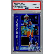 Justin Herbert 2020 Panini Optic Blue Autograph Jersey Rookie #RP-3 PSA/DNA 10