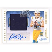 Justin Herbert 2020 Panini Absolute Autograph Jersey Rookie Card #203 25/35
