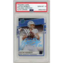 Justin Herbert 2020 Chronicles Clearly Donruss Rated Rookie Autograph PSA/DNA 10