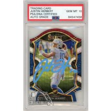 Justin Herbert 2020 Select Concourse Die Cut Tri Color Prizm Rookie Autograph #44 PSA/DNA 10