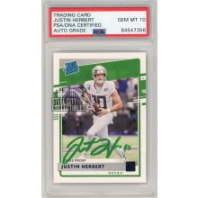 Justin Herbert 2020 Panini Chronicles Draft Donruss Press Proof Blue Rated Rookie Auto #4 - PSA/DNA 10
