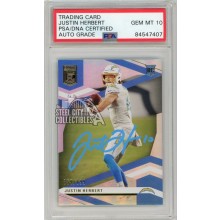 Justin Herbert 2020 Panini Donruss Elite Autograph Rookie Card /899 #203 PSA/DNA 10