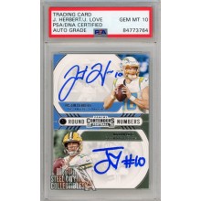 Justin Herbert Jordan Love 2020 Panini Contenders Round Numbers Autograph RC Card #RN-HL PSA/DNA 10