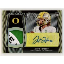 Justin Herbert 2020 Panini Obsidian Collegiate Yellow Autograph Rookie Patch Card 5/7