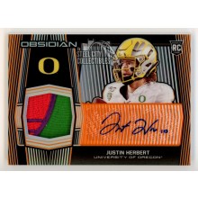 Justin Herbert 2020 Panini Obsidian Orange Autograph Rookie Patch Card #28 15/15
