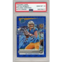 Justin Herbert 2020 Panini Donruss Optic Blue Scope Autograph Rookie Card #153 PSA/DNA 10