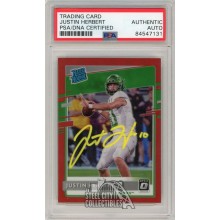Justin Herbert 2020 Panini Chronicles Draft Optic Red Auto Rookie Card #4 PSA/DNA (Yellow)