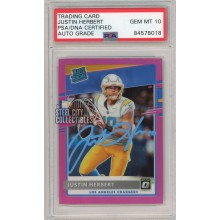 Justin Herbert 2020 Panini Donruss Optic Pink Autograph Rookie Card #P-303 PSA/DNA 10