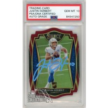 Justin Herbert 2020 Select Premier Level Maroon Die Cut Autograph Rookie Card #144 - PSA/DNA 10 (Light Blue)