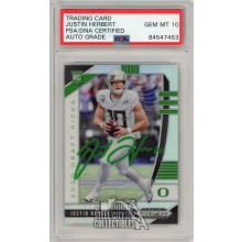 Justin Herbert 2020 Panini Prizm Draft Picks Silver Auto Rookie Card #102 PSA/DNA 10