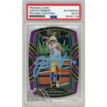 Justin Herbert 2020 Panini Select Club Level Die Cut Purple Auto Rookie Card #244 PSA/DNA (Light Blue)