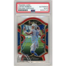 Justin Herbert 2020 Select Concourse Die Cut Red Prizm Rookie Autograph #44 PSA/DNA (Light Blue)