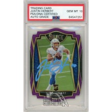 Justin Herbert 2020 Select Premier Level Purple Die Cut Autograph Rookie Card #144 - PSA/DNA 10 (Light Blue)