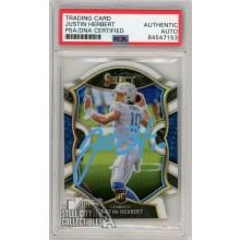 Justin Herbert 2020 Select Concourse Die Cut White Prizm Rookie Autograph #44 PSA/DNA