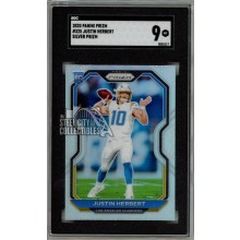Justin Herbert 2020 Panini Prizm Silver Rookie Card #325 SGC 9 Mint