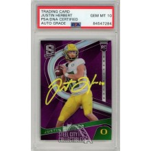 Justin Herbert 2020 Panini Chronicles Draft Picks Spectra Purple Autograph Rookie Card /99 #4 PSA/DNA 10