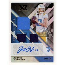 Justin Herbert 2020 Panini XR Autograph Triple Jersey Rookie Card #203 29/30