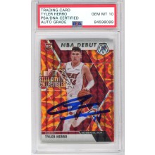 Tyler Herro 2019-20 Mosaic Orange Debut Autograph Rookie Card #280 PSA/DNA 10
