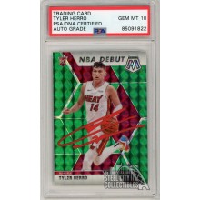 Tyler Herro 2019-20 Panini Mosaic Debut Green Autograph Rookie Card #280 PSA/DNA 10 (Red)