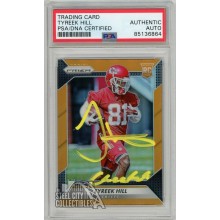 Tyreek Hill 2016 Panini Prizm Orange "Cheetah" Autograph Rookie Card /299 #296 PSA/DNA (Yellow)