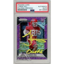Tyreek Hill 2016 Panini Prizm Purple Scope "Cheetah" Autograph Rookie Card /99 #296 PSA/DNA (Yellow)