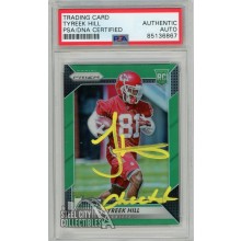 Tyreek Hill 2016 Panini Prizm Green "Cheetah" Autograph Rookie Card #296 PSA/DNA (Yellow)