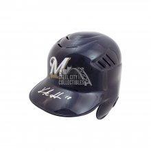 Keston Hiura Autographed Milwaukee Brewers Authentic Full-Size Batting Helmet - BAS COA