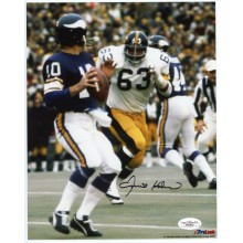 Ernie Holmes Autographed Pittsburgh Steelers 8x10 Photo (Running) - JSA COA (Black Ink, Signed Under Legs)