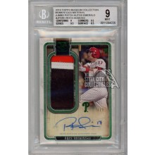Rhys Hoskins 2018 Topps Museum Momentous Materials Emerald Patch Autograph Card 1/1