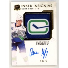 Quinn Hughes 2019-20 Upper Deck The Cup Inked Insignias Autograph Patch Rookie Card 59/75
